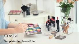  Presentation with beauty cosmetics - PPT theme enhanced with cosmetics at beauty salon background and a lemonade colored foreground