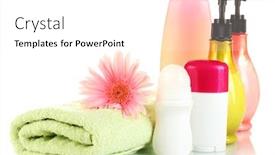  Presentation with cosmetics - Colorful slide set enhanced with cosmetics-bottles-with-towels backdrop and a pink colored foreground