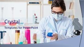  Presentation with beauty products - Slides having chemistry cosmetic - lab chemist checking beauty background and a sky blue colored foreground