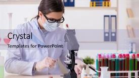 Presentation with beauty products - PPT layouts enhanced with chemistry cosmetic - lab chemist checking beauty background and a light blue colored foreground