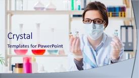  Presentation with beauty products - PPT layouts enhanced with chemistry cosmetic - lab chemist checking beauty background and a sky blue colored foreground