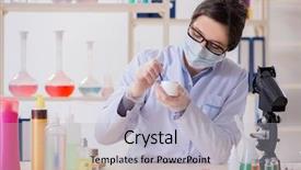  Presentation with beauty products - Presentation consisting of chemistry cosmetic - lab chemist checking beauty background and a light gray colored foreground