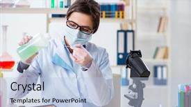  Presentation with beauty products - Slide set consisting of chemistry cosmetic - lab chemist checking beauty background and a light blue colored foreground