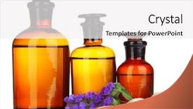  Presentation with bottles - Presentation design featuring chemistry cosmetic - medicine bottles isolated on white background and a white colored foreground