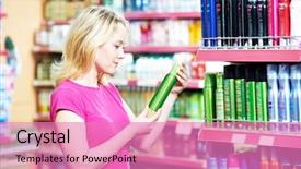  Presentation with air - Cool new slide deck with happy customer care - woman shopping air freshener backdrop and a coral colored foreground