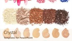  Presentation with beauty cosmetics - Slide deck with cosmetics collage isolated on white background and a lemonade colored foreground