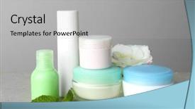  Presentation with body - Presentation theme consisting of extractive mineral - set of body care products background and a  colored foreground