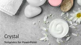  Presentation with cosmetics cream - Colorful PPT layouts enhanced with cosmetics cremes - jar of body cream backdrop and a light gray colored foreground