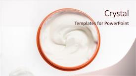  Presentation with dermatology - PPT theme consisting of cosmetics cremes - smeared creme on white background background and a sky blue colored foreground