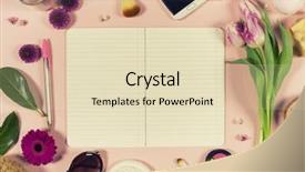  Presentation with beauty cosmetics - Beautiful PPT theme featuring cosmetics flat lay pink backdrop and a soft green colored foreground