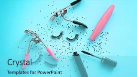  Presentation with blue eyes - Cool new presentation theme with cosmetics for eyes make-up backdrop and a arctic colored foreground