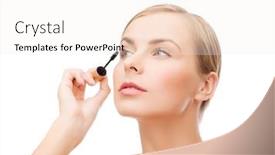  Presentation with beauty cosmetics - Presentation theme featuring cosmetics-health-and-beauty-concept background and a sky blue colored foreground