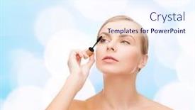  Presentation with beauty cosmetics - Colorful slide deck enhanced with cosmetics-health-and-beauty-concept backdrop and a sky blue colored foreground