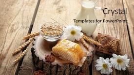  Presentation with honeycomb - Amazing presentation design having cosmetics ingredients - composition of honeycomb oatmeal backdrop and a lemonade colored foreground