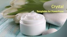  Presentation with cosmetic - Audience pleasing presentation theme consisting of cosmetics ingredients - cosmetic cream with flowers backdrop and a tawny brown colored foreground