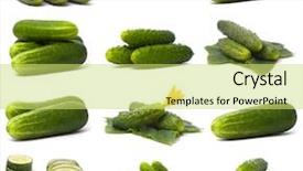  Presentation with cucumbers cultivation - Theme with cosmetics ingredients - fresh cucumbers set background and a  colored foreground