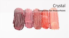  Presentation with cosmetics beauty - Amazing slide set having cosmetics makeup and beauty concept - close up of lipstick smear sample backdrop and a sky blue colored foreground