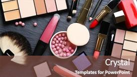  Presentation with cosmetic - Presentation theme with cosmetics on dark background closeup background and a tawny brown colored foreground