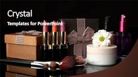  Presentation with beauty cosmetics - Slide deck having cosmetics packaging - beauty set gift on black background and a black colored foreground