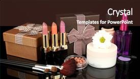  Presentation with beauty cosmetics - Colorful presentation enhanced with cosmetics packaging - beauty set gift on black backdrop and a tawny brown colored foreground