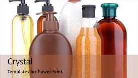  Presentation with cosmetics beauty cosmetic white - Amazing slides having cosmetics packaging - cosmetic bottles isolated on white backdrop and a  colored foreground