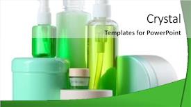  Presentation with cosmetic - Amazing slide deck having cosmetics packaging - cosmetic bottles on white background backdrop and a white colored foreground