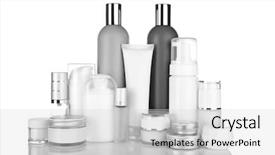  Presentation with cosmetic - Slide set consisting of cosmetics packaging - different cosmetic bottles isolated background and a light gray colored foreground