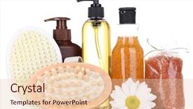  Presentation with body - Amazing PPT theme having cosmetics packaging - set for care backdrop and a  colored foreground