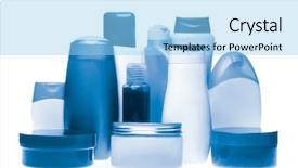  Presentation with cosmetic - Slides having cosmetics packaging - set of cosmetic bottles isolated background and a light blue colored foreground