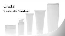  Presentation with cosmetic - PPT theme with cosmetics packaging - set of cosmetic bottles isolated background and a white colored foreground