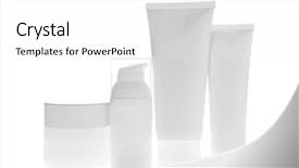  Presentation with cosmetic - Colorful theme enhanced with cosmetics packaging - set of cosmetic bottles isolated backdrop and a white colored foreground