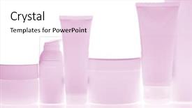  Presentation with cosmetic - Slides enhanced with cosmetics packaging - set of cosmetic bottles isolated background and a white colored foreground