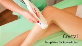  Presentation with salon - Presentation design consisting of cosmetics salon legs laser background and a coral colored foreground