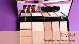  Presentation with cosmetics - PPT layouts enhanced with cosmetics set on purple background background and a lemonade colored foreground