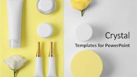  Presentation with cosmetics - Slide set having cosmetics spa mock-up background and a light gray colored foreground