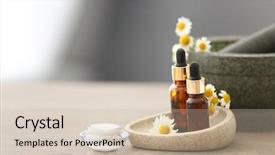  Presentation with chamomile - Presentation design enhanced with cosmetics with chamomile extract background and a  colored foreground