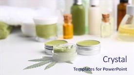  Presentation with herbal cosmetics - Slide deck consisting of cosmetics with hemp extract background and a sky blue colored foreground