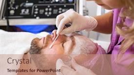  Presentation with aged care - Presentation design having cosmetologist-applies-a-medical background and a coral colored foreground