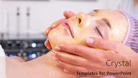  Presentation with therapeutic - Theme consisting of cosmetologist-applies-a-woman background and a coral colored foreground