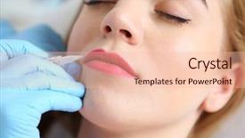  Presentation with lips - Beautiful slide set featuring cosmetologist applying permanent make up backdrop and a lemonade colored foreground