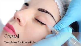  Presentation with eyes - Presentation theme consisting of cosmetologist applying permanent make up background and a lemonade colored foreground