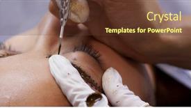  Presentation with beauty salon - Audience pleasing presentation design consisting of cosmetologist-applying-permanent-tattooing backdrop and a tawny brown colored foreground