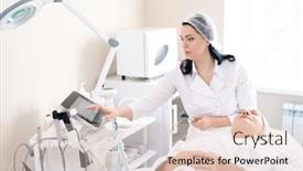  Presentation with surgical - Cool new PPT theme with cosmetologist-in-surgical-cap-choosing backdrop and a lemonade colored foreground