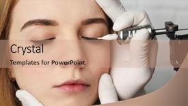  Presentation with ayurvedic medicine making - Amazing slide set having cosmetologist making permanent makeup close backdrop and a coral colored foreground