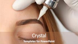  Presentation with ayurvedic medicine making - Beautiful slide deck featuring cosmetologist making permanent makeup close backdrop and a coral colored foreground