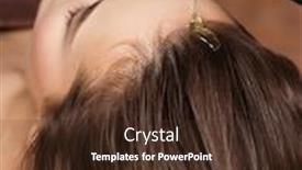  Presentation with hair spa - PPT layouts with cosmetologist pours balm for hair on the head of the woman spa treatments beauty treatment spa salon background and a tawny brown colored foreground