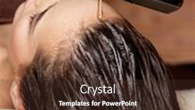  Presentation with hair spa - Slide deck featuring cosmetologist pours balm for hair on the head of the woman spa treatments beauty treatment spa salon background and a tawny brown colored foreground