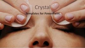  Presentation with black hands - Presentation theme enhanced with cosmetologist-removes-black-eyebrow-paint background and a coral colored foreground