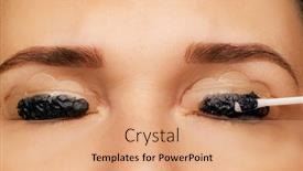  Presentation with black hands - Presentation theme enhanced with cosmetologist-removes-black-eyelash-paint background and a coral colored foreground