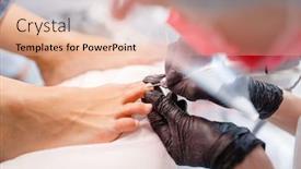  Presentation with salon - Amazing presentation theme having cosmetologist salon pedicure polish procedure backdrop and a lemonade colored foreground